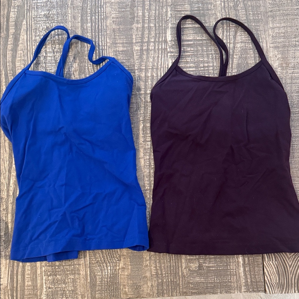 Women's Lululemon Blue and Purple Workout Tank Tops with built in bras
